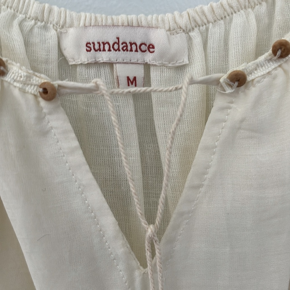 Sundance Ivory boho embroidered flowers crochet Sleeveless Dress Size‎ M NWOT - Picture 6 of 13